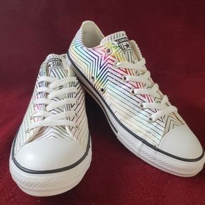 Converse White (w/ multi-color star design)